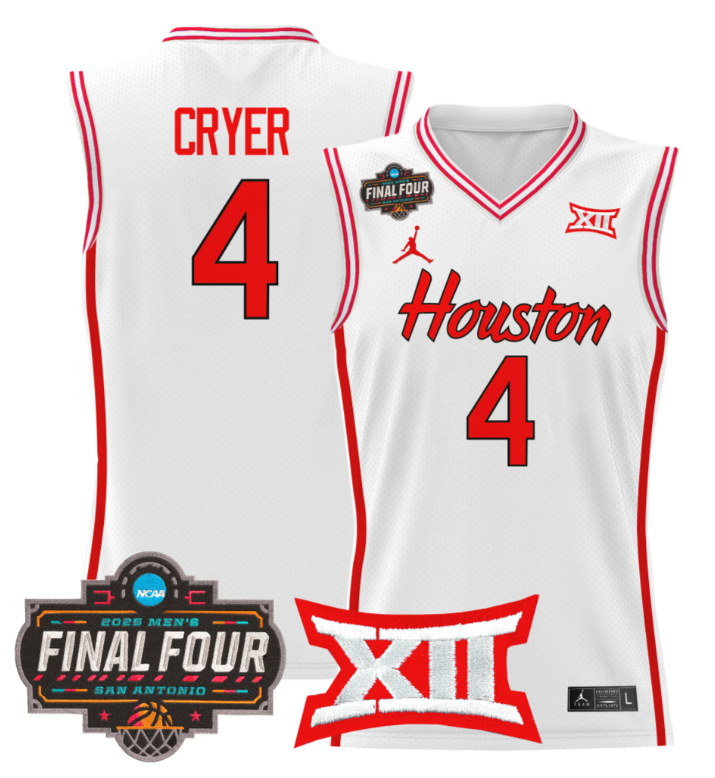 LJ Cryer Jersey #4 Houston Cougars 2025 Final Four Patch Stitched Basketball - Image 2
