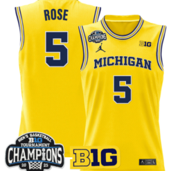 Jalen Rose Jersey #5 Michigan Wolverines 2025 Big Ten Champions Basketball
