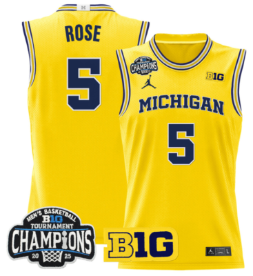Jalen Rose Jersey #5 Michigan Wolverines 2025 Big Ten Champions Basketball
