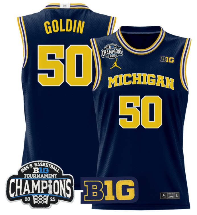 Vladislav Goldin Jersey #50 Michigan Wolverines 2025 Big Ten Champions Basketbal - Image 3