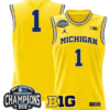 Team Jersey #1 Michigan Wolverines 2025 Big Ten Champions Basketball