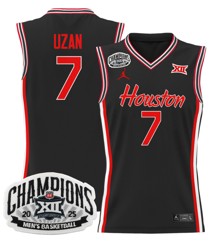 Milos Uzan Jersey #7 Houston Cougar 2025 Big 12 Champions Basketball - Image 6