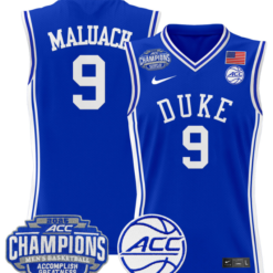 Alternative view of Khaman Maluach Jersey #9 Duke Blue Devils 2025 ACC Champions Stitched Basketball
