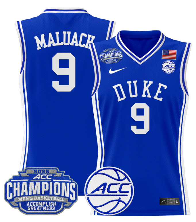 Khaman Maluach Jersey #9 Duke Blue Devils 2025 ACC Champions Stitched Basketball - Image 2