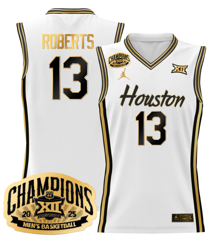 JWan Roberts Jersey #13 Houston Cougar 2025 Big 12 Champions Basketball - Image 4