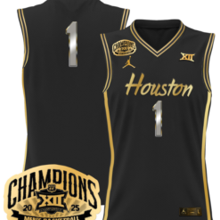 Team Jersey #1 Houston Cougar 2025 Big 12 Champions Stitched Basketball