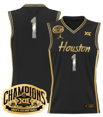 Team Jersey #1 Houston Cougar 2025 Big 12 Champions Stitched Basketball