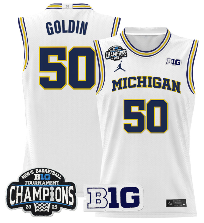 Vladislav Goldin Jersey #50 Michigan Wolverines 2025 Big Ten Champions Basketbal - Image 2