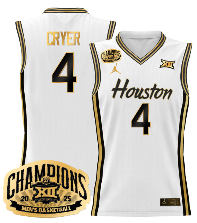LJ Cryer Jersey #4 Houston Cougar 2025 Big 12 Champions Basketball - Image 6