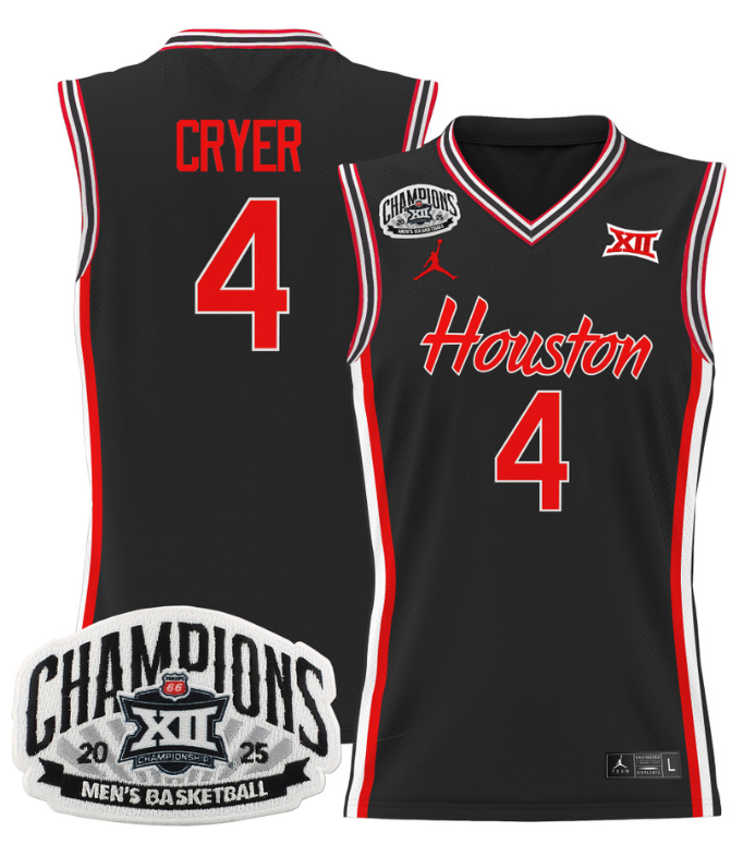 LJ Cryer Jersey #4 Houston Cougar 2025 Big 12 Champions Basketball - Image 5