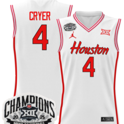 Alternative view of LJ Cryer Jersey #4 Houston Cougar 2025 Big 12 Champions Basketball