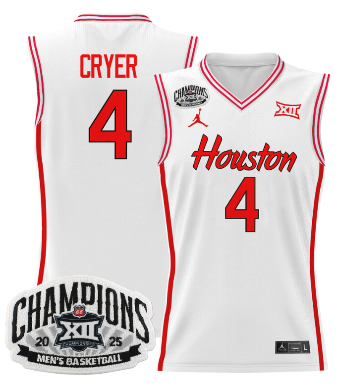LJ Cryer Jersey #4 Houston Cougar 2025 Big 12 Champions Basketball - Image 2