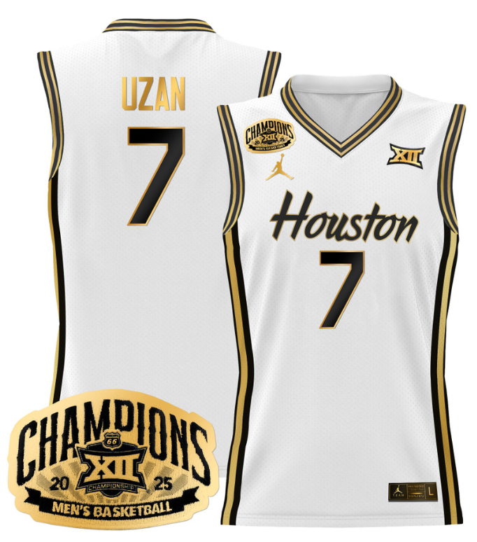 Milos Uzan Jersey #7 Houston Cougar 2025 Big 12 Champions Basketball - Image 2