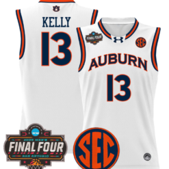 Alternative view of Miles Kelly Jersey #13 Auburn Tigers 2025 Final Four Patch Stitched Basketball