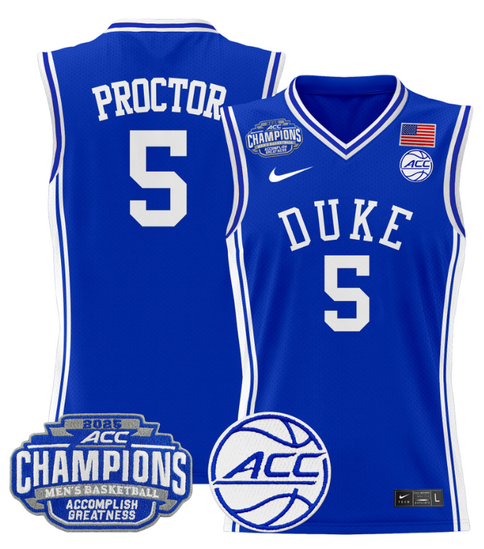 Tyrese Proctor Jersey #5 Duke Blue Devils 2025 ACC Champions Stitched Basketball - Image 3