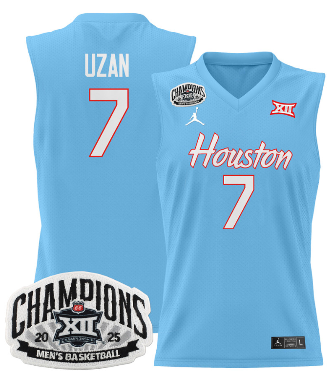 Milos Uzan Jersey #7 Houston Cougar 2025 Big 12 Champions Basketball - Image 5