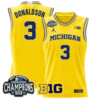 Tre Donaldson Jersey #3 Michigan Wolverines 2025 Big Ten Champions Basketball