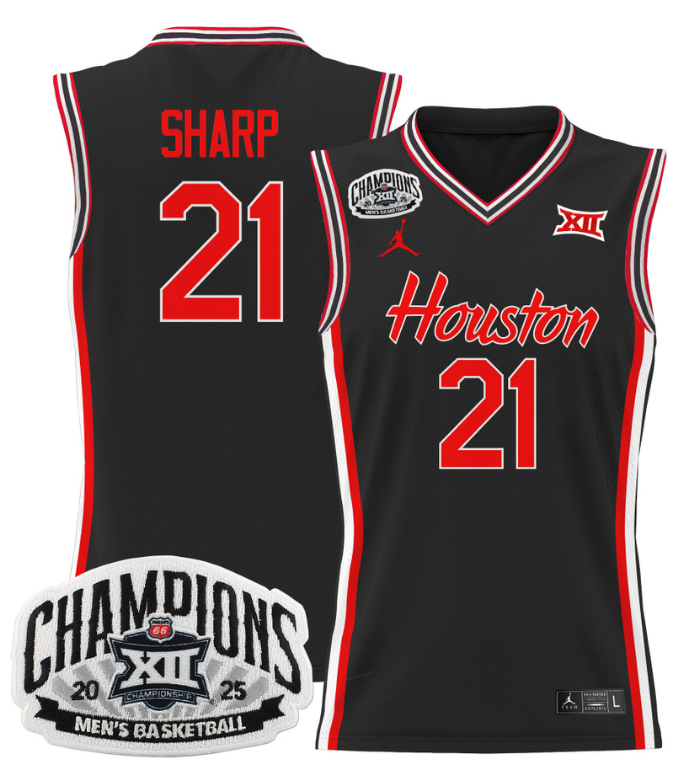 Emanuel Sharp Jersey #21 Houston Cougar 2025 Big 12 Champions Basketball - Image 2