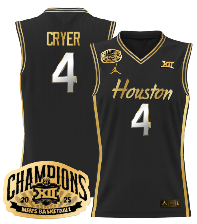 LJ Cryer Jersey #4 Houston Cougar 2025 Big 12 Champions Basketball