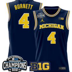 Alternative view of Nimari Burnett Jersey #4 Michigan Wolverines 2025 Big Ten Champions Basketball