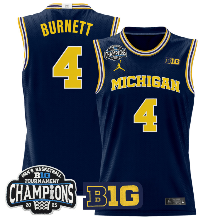 Nimari Burnett Jersey #4 Michigan Wolverines 2025 Big Ten Champions Basketball - Image 2