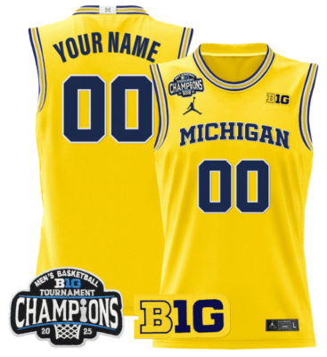 Custom Michigan Wolverines Jersey 2025 Big Ten Champions Stitched Basketball
