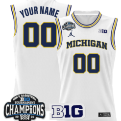 Alternative view of Custom Michigan Wolverines Jersey 2025 Big Ten Champions Stitched Basketball