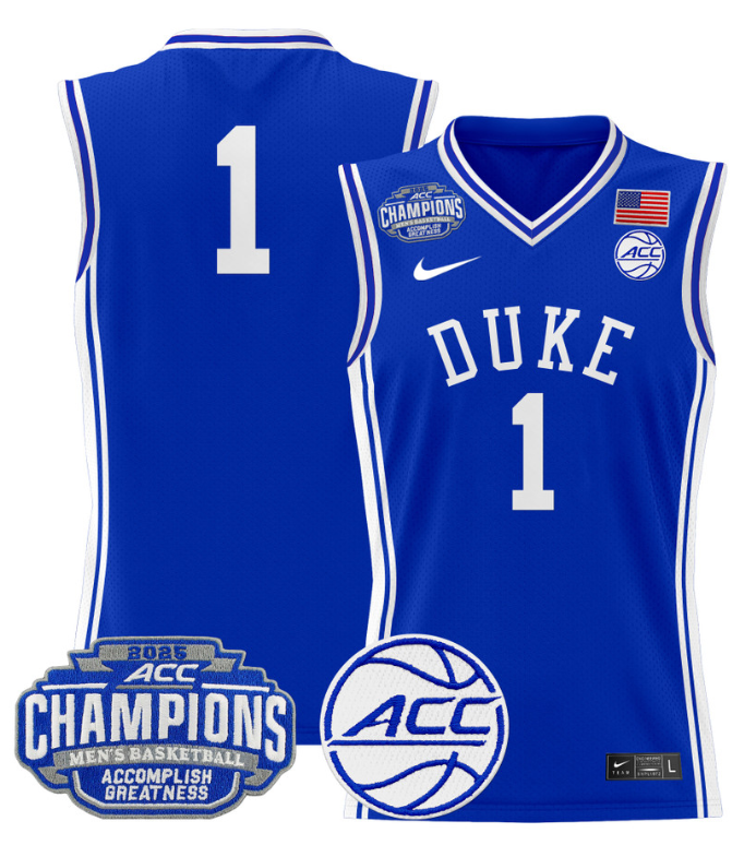 Team Jersey #1 Duke Blue Devils 2025 ACC Champions Stitched Basketball - Image 3