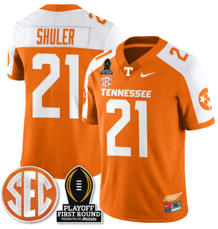 Navy Shuler Jersey #21 Tennessee Vols Playoff First Round Patch Football Stitched - Image 5