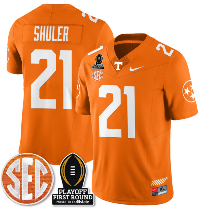Navy Shuler Jersey #21 Tennessee Vols Playoff First Round Patch Football Stitched - Image 4