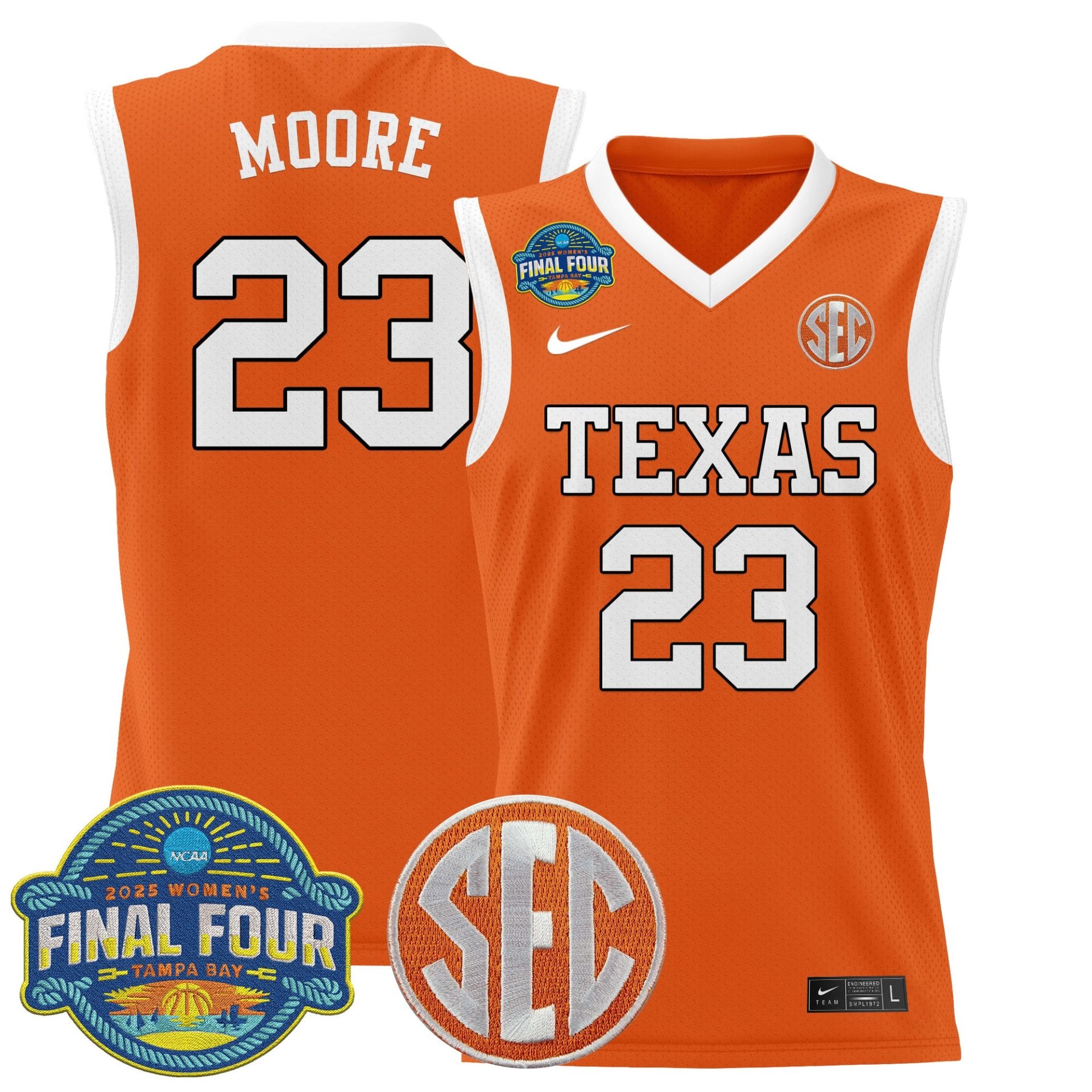 Aaliyah Moore Jersey #23 Texas Longhorns 2025 Sec Final Four Patch Stitched Basketball - Image 3