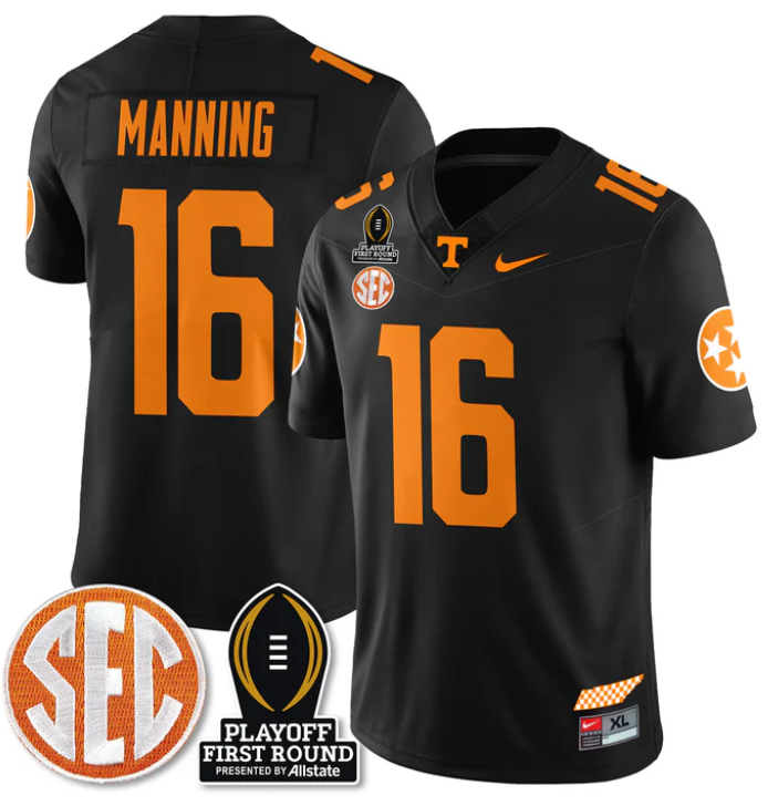 Peyton Manning Jersey #16 Tennessee Vols Playoff First Round Patch Football Stitched
