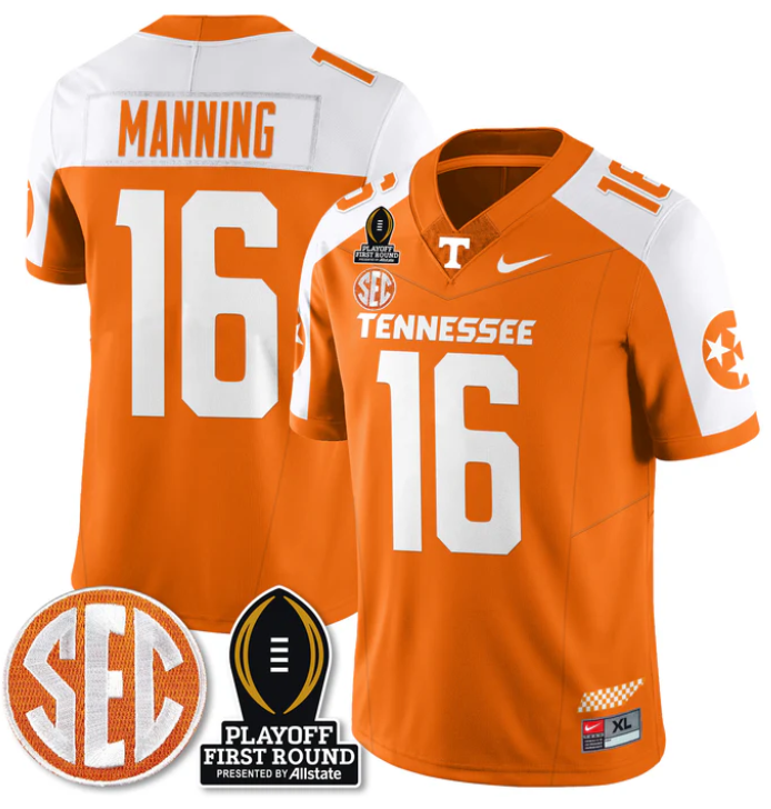 Peyton Manning Jersey #16 Tennessee Vols Playoff First Round Patch Football Stitched - Image 5
