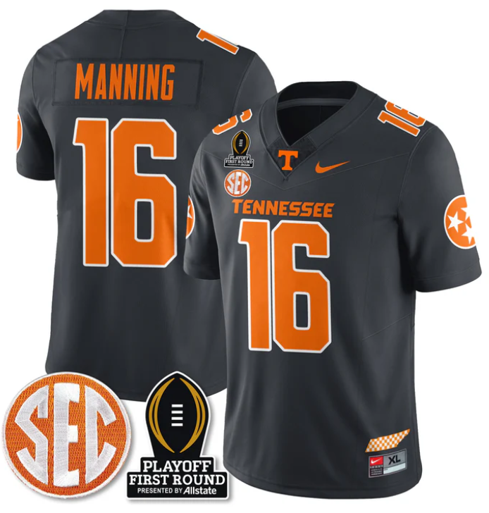Peyton Manning Jersey #16 Tennessee Vols Playoff First Round Patch Football Stitched - Image 3