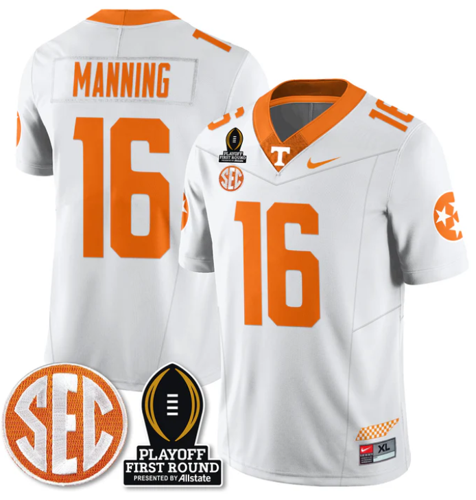 Peyton Manning Jersey #16 Tennessee Vols Playoff First Round Patch Football Stitched - Image 2