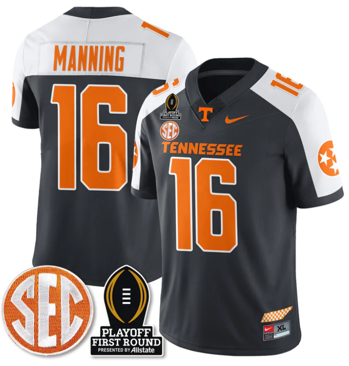 Peyton Manning Jersey #16 Tennessee Vols Playoff First Round Patch Football Stitched - Image 6