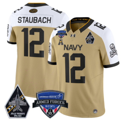 Roger Staubach Jersey #12 Navy Midshipmen 2025 Armed Forces Bowl Patch Stitched Football