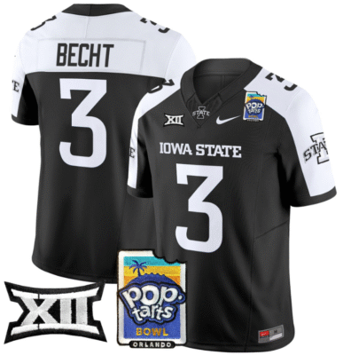 Rocco Becht Jersey #3 Iowa State 2025 PopTarts Bowl Patch Stitched Football