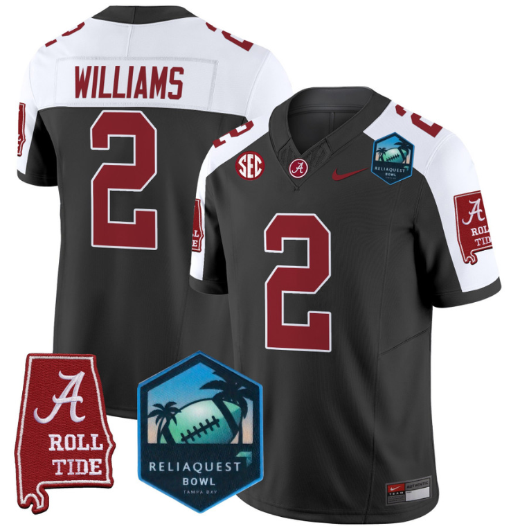 Ryan Williams Jersey #2 Alabama Crimson Tide 2025 ReliaQuest Bowl Stitched Football