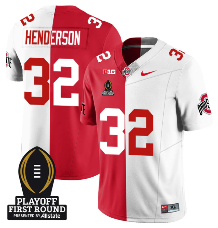 TreVeyon Henderson Jersey #32 Ohio State Playoff First Round Patch Stitched Football - Image 3