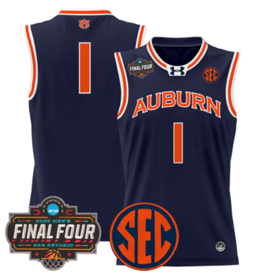 Team Jersey #1 Auburn Tigers 2025 Final Four Patch Stitched Basketball