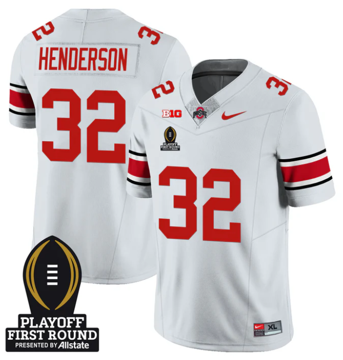 TreVeyon Henderson Jersey #32 Ohio State Playoff First Round Patch Stitched Football - Image 2