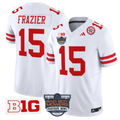 Alternative view of Tommie Frazier Jersey #15 Nebraska Cornhuskers 2025 Pinstripe Bowl Patch Stitched Football