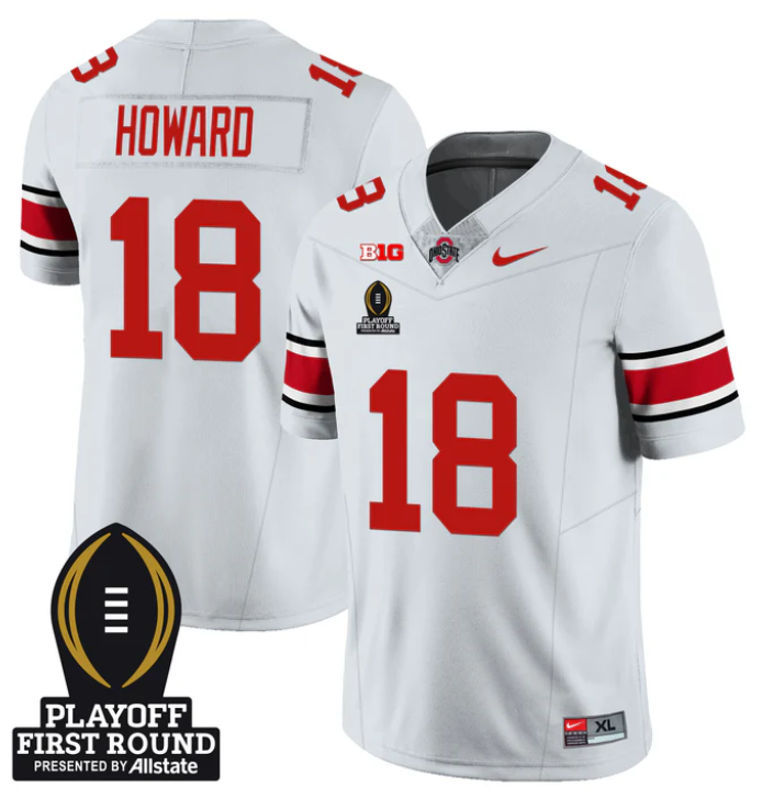 Will Howard Jersey #18 Ohio State Buckeyes Playoff First Round Patch Stitched Football - Image 4
