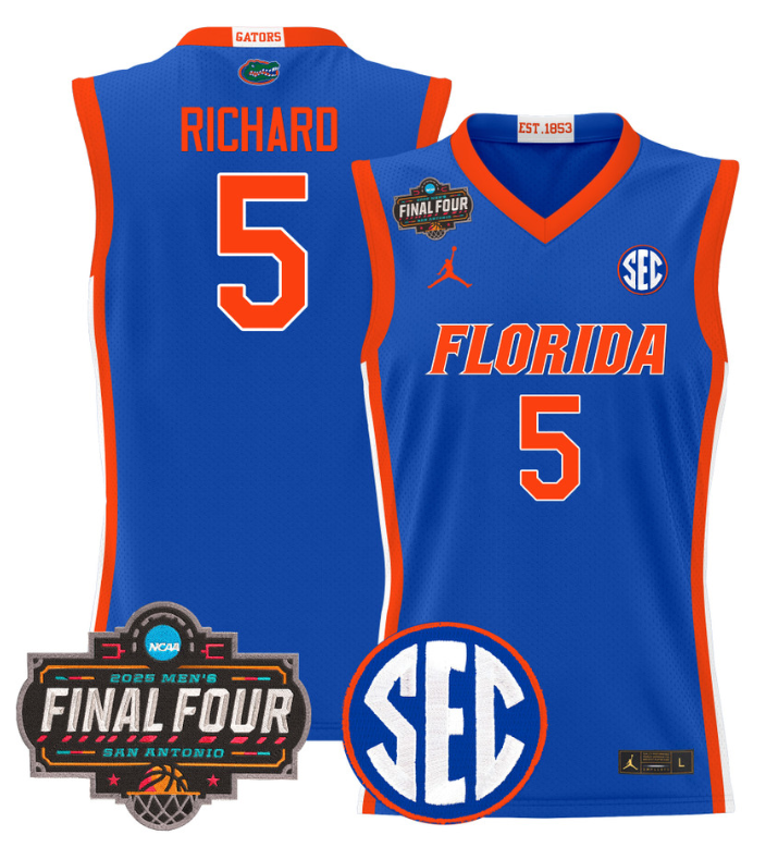 Will Richard Jersey #5 Florida Gators 2025 Final Four Patch Stitched Basketball - Image 4