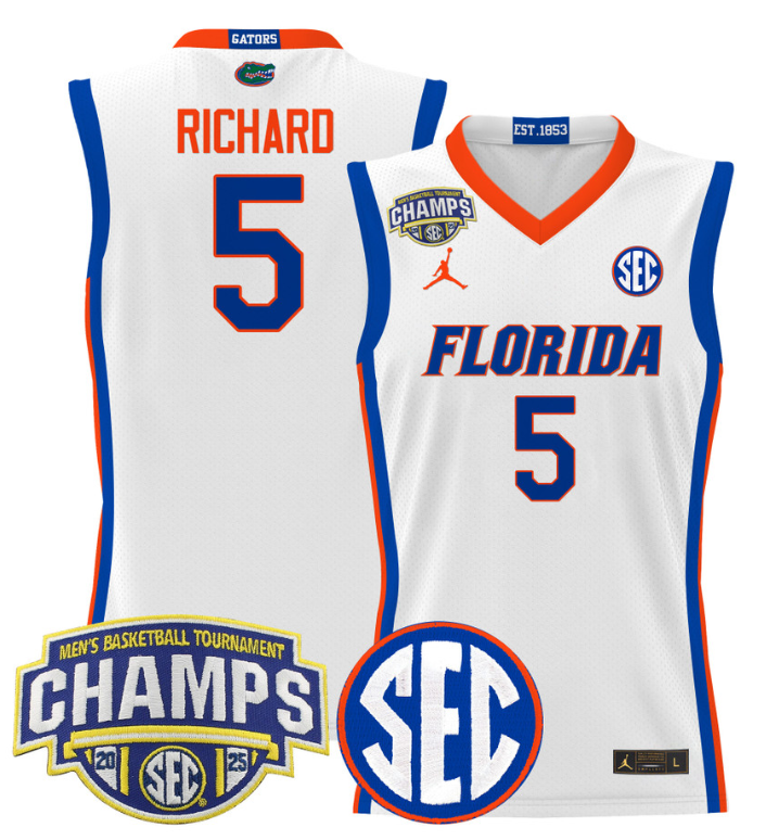 Will Richard Jersey #5 Florida Gators 2025 Tournament Champions Patch Basketball - Image 2