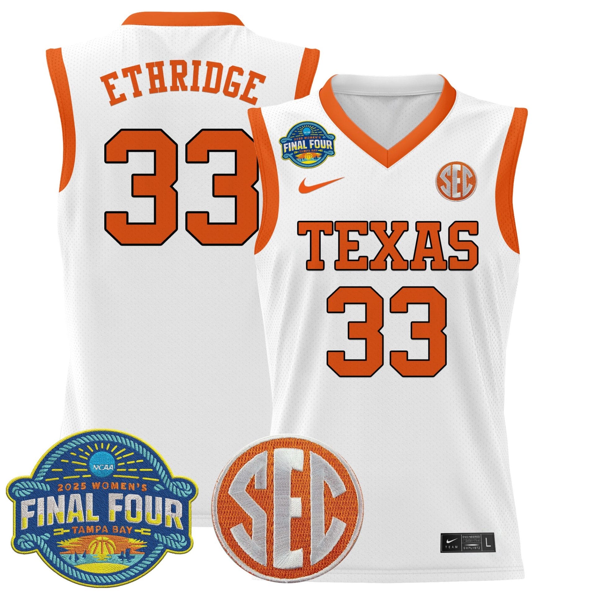 Kamie Ethridge Jersey #33 Texas Longhorns 2025 Sec Final Four Patch Stitched Basketball - Image 4