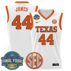 Alternative view of Taylor Jones Jersey #44 Texas Longhorns 2025 Sec Final Four Patch Stitched Basketball