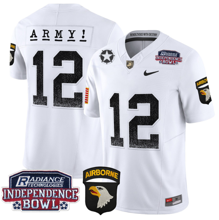 12th Man Jersey #12 Army Black Knights Independence Bowl Patch Vapor Stitched Football - Image 2