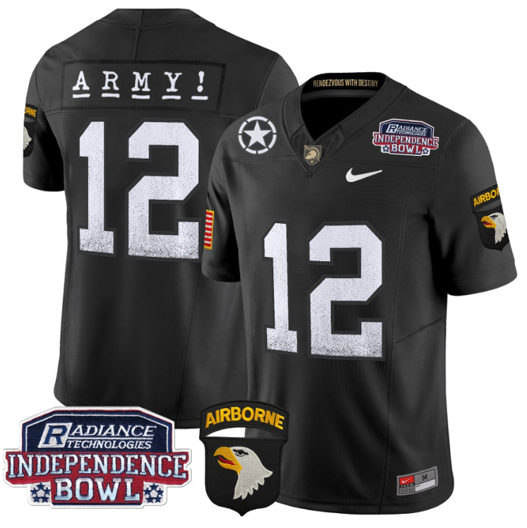 12th Man Jersey #12 Army Black Knights Independence Bowl Patch Vapor Stitched Football - Image 5